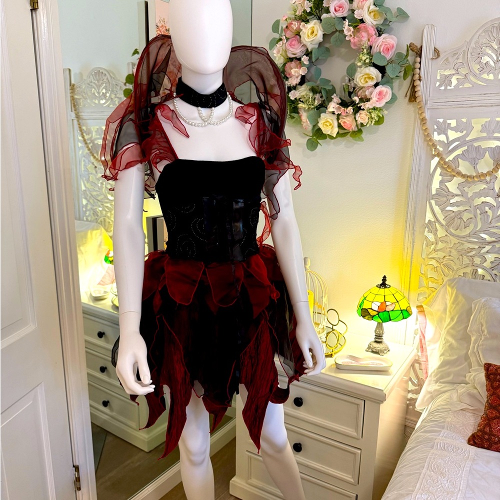 Vtg Amy Brown “Devil Fairy” sexy women’s costume. Rich burgundy and black tulle
